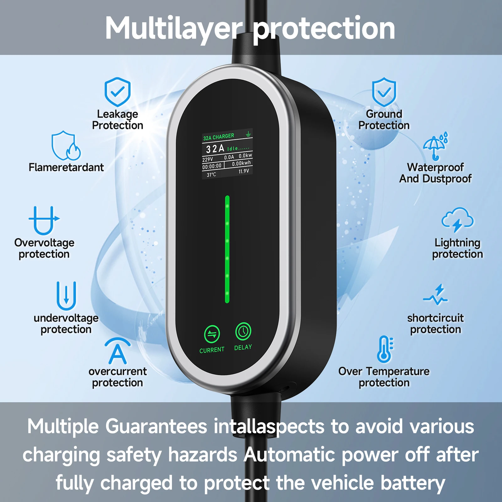 AFEEV 7.2KW 32A Portable EV Ch - đánh giá và giá Portable Ev Charger 32A Type 2 Cee Plug